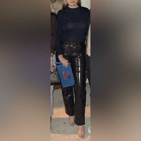 Agolde Recycled Leather 90's Pinch Waist in Shadow Patent pants - Picture 4 of 4